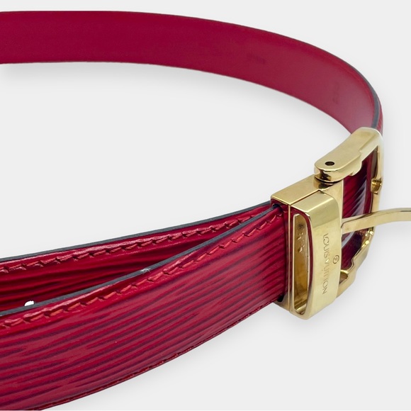 Authentic Louis Vuitton Epi Leather Ceinture 85 Gold Buckle Belt - Picture 5 of 9